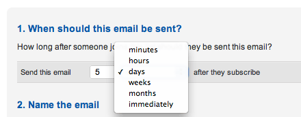 Selecting when to send the sign up email